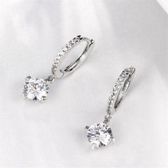 Cubic Zirconia & Silver-Plated Huggie Earrings - streetregion