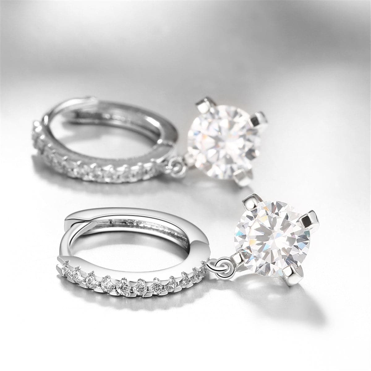 Cubic Zirconia & Silver-Plated Huggie Earrings - streetregion