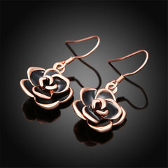 Black & Rose Goldtone Rose Drop Earrings - streetregion