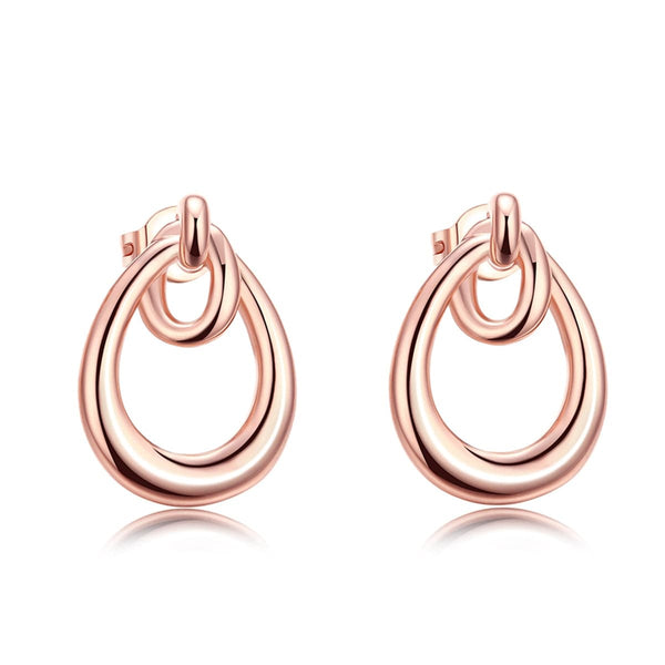 18k Rose Gold-Plated Interlocking Hoop Stud Earrings - streetregion