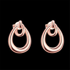 18k Rose Gold-Plated Interlocking Hoop Stud Earrings - streetregion