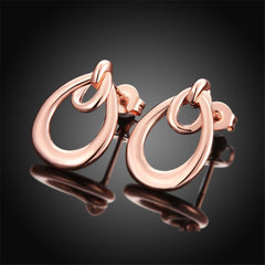 18k Rose Gold-Plated Interlocking Hoop Stud Earrings - streetregion
