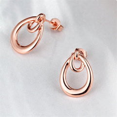 18k Rose Gold-Plated Interlocking Hoop Stud Earrings - streetregion