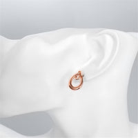 18k Rose Gold-Plated Interlocking Hoop Stud Earrings - streetregion