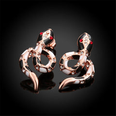 Cubic Zirconia & Rose Goldtone Snake Stud Earrings - streetregion