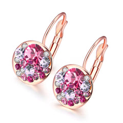 Red Crystal & 18k Rose Gold-Plated Huggie Earrings - streetregion