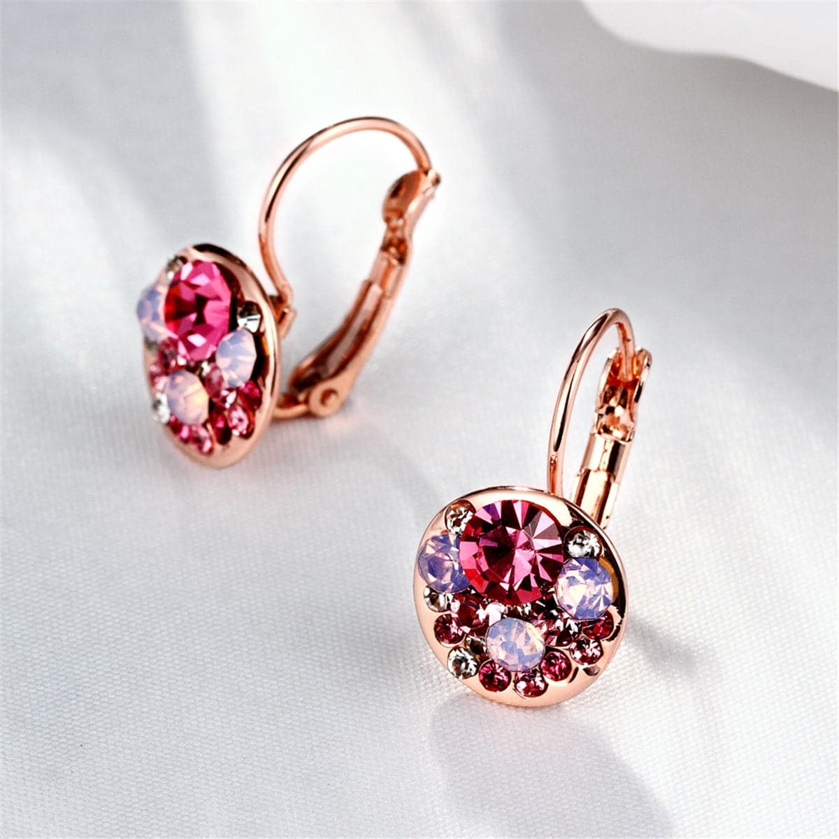 Red Crystal & 18k Rose Gold-Plated Huggie Earrings - streetregion