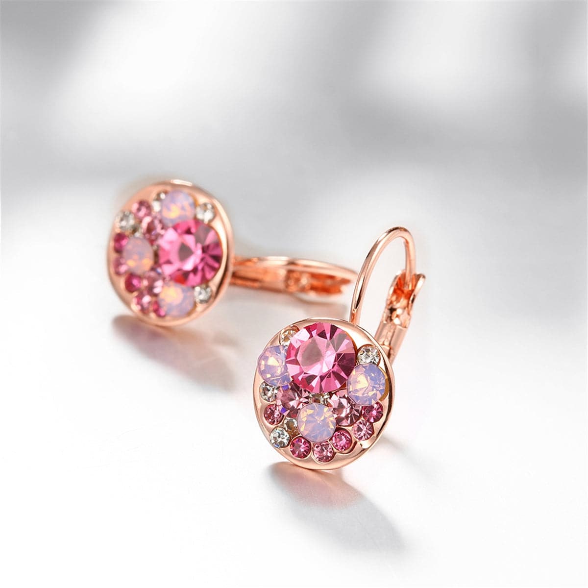 Red Crystal & 18k Rose Gold-Plated Huggie Earrings - streetregion