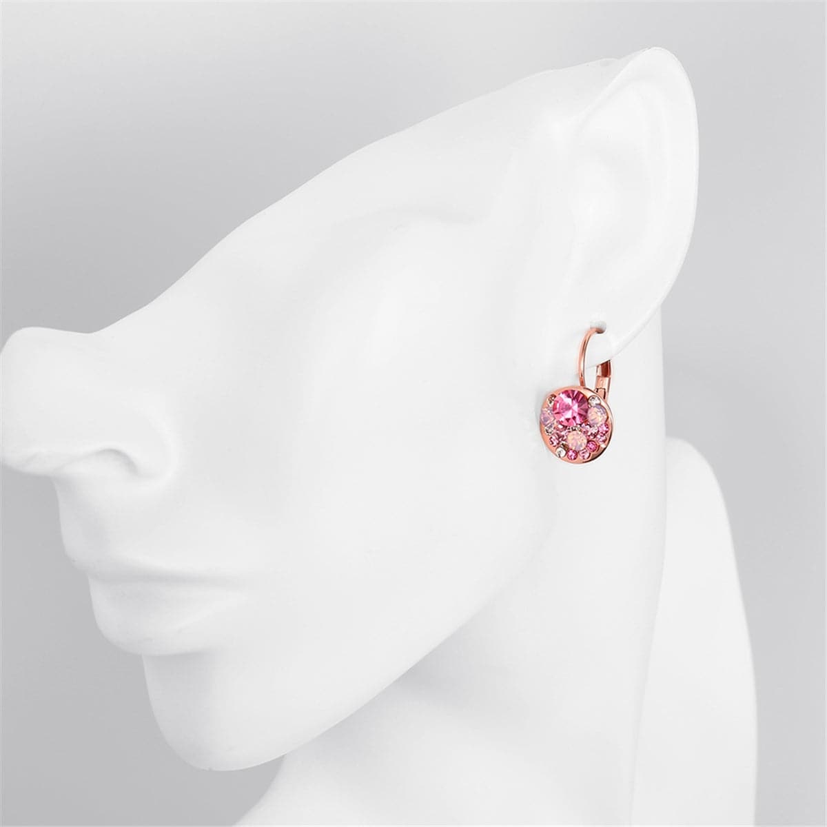 Red Crystal & 18k Rose Gold-Plated Huggie Earrings - streetregion