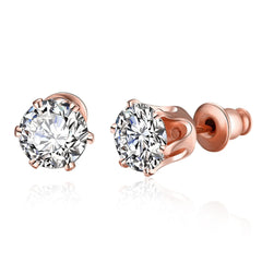 Cubic Zirconia & Rose Goldtone Stud Earrings - streetregion