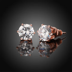 Cubic Zirconia & Rose Goldtone Stud Earrings - streetregion