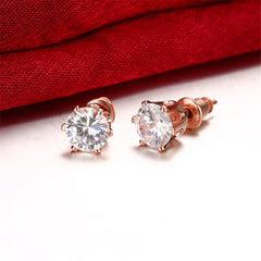 Cubic Zirconia & Rose Goldtone Stud Earrings - streetregion