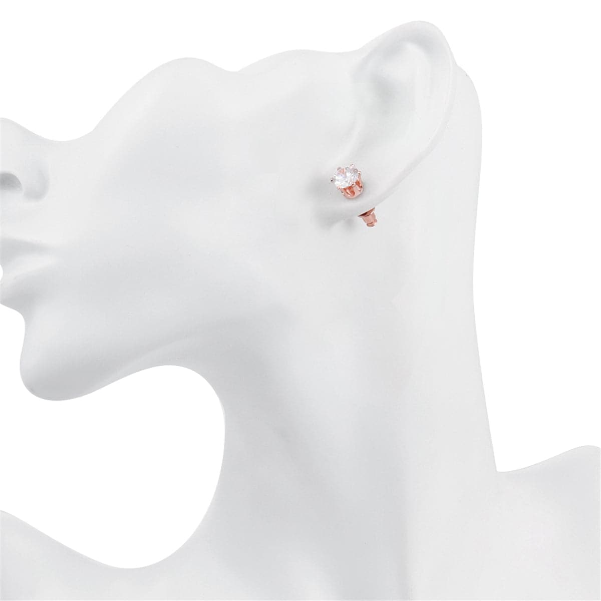 Cubic Zirconia & Rose Goldtone Stud Earrings - streetregion