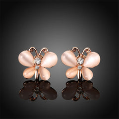 Opal & Rose Goldtone Butterfly Stud Earrings - streetregion