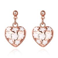 18K Rose Gold-Plated Heart Drop Earrings - streetregion