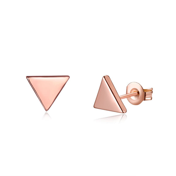 18K Rose Gold-Plated Triangle Stud Earrings - streetregion