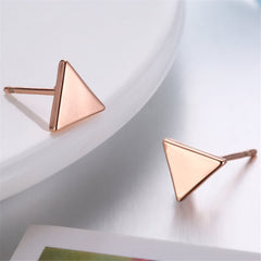18K Rose Gold-Plated Triangle Stud Earrings - streetregion