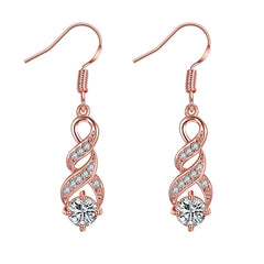Cubic Zirconia & 18k Rose Gold-Plated Twisted Drop Earrings - streetregion