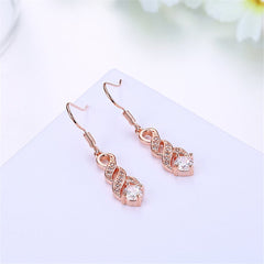 Cubic Zirconia & 18k Rose Gold-Plated Twisted Drop Earrings - streetregion