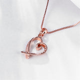 Crystal & Rose Goldtone Heart Pendant Necklace - streetregion