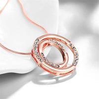 Cubic Zirconia & 18k Rose Gold-Plated Double Wheel Pendant Necklace - streetregion