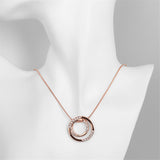 Cubic Zirconia & 18k Rose Gold-Plated Double Wheel Pendant Necklace - streetregion