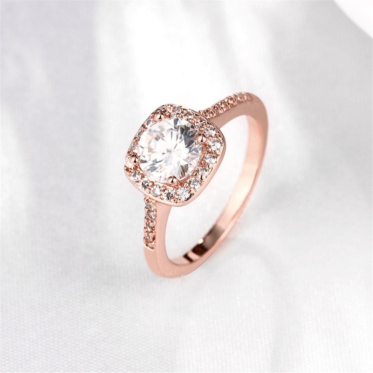 Crystal & Rose Goldtone Halo Round-Cut Ring - streetregion
