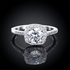 Cubic Zirconia & Silver-Plated Cushion Cut Ring - streetregion