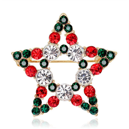 Cubic Zirconia and 18K Gold-Plated Hollow Star Brooch, gold brooch pin, botanical inspired, detail close-up