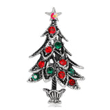 Cubic Zirconia & Silvertone Christmas Tree Brooch