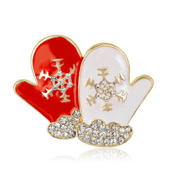 Cubic Zirconia & 18K Gold-Plated Mittens Brooch