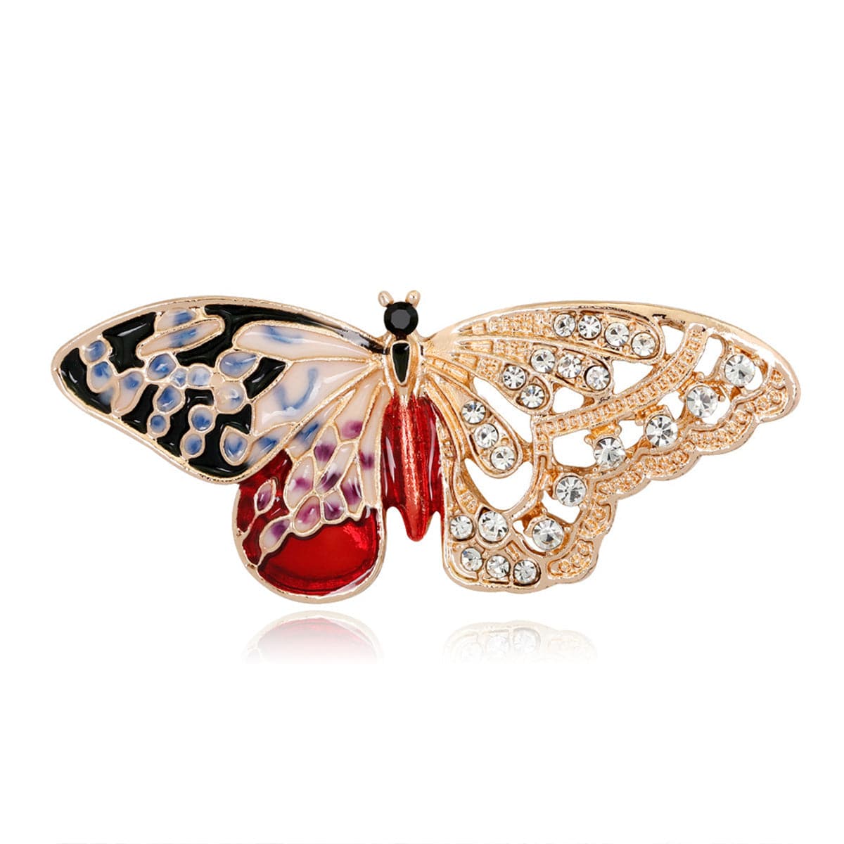 Cubic Zirconia & 18K Gold-Plated Butterfly Brooch