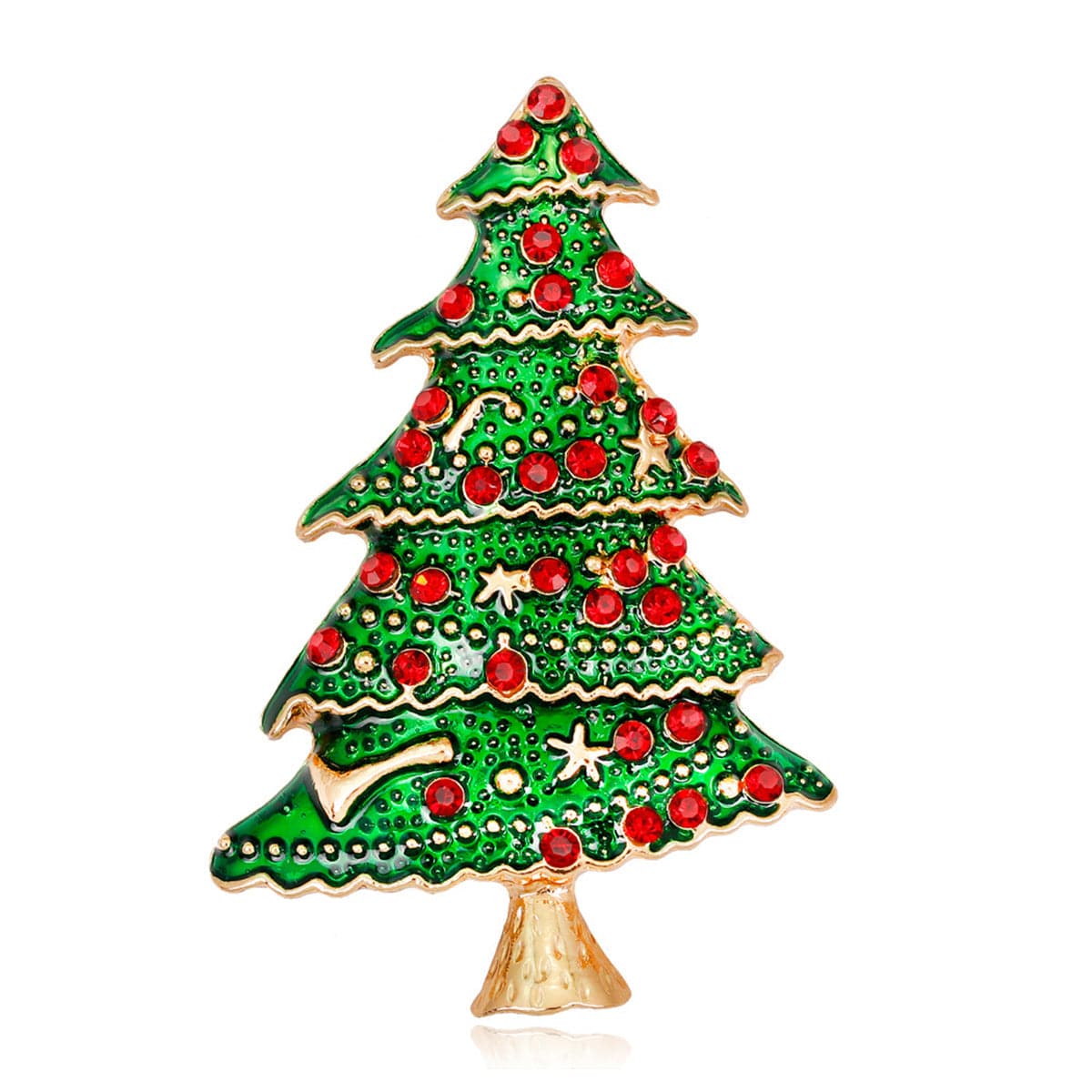 Cubic Zirconia & 18K Gold-Plated Towering Christmas Tree Brooch
