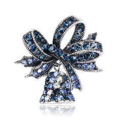 Cubic Zirconia & Silver-Plated Bow & Bell Brooch