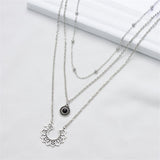 Black Resin & Silver-Plated Sunflower Layered Pendant Necklace