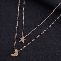 18K Gold-Plated Star & Moon Layered Necklace