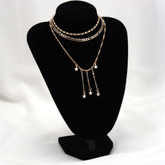 18K Gold-Plated Star Tassel Layered Pendant Necklace