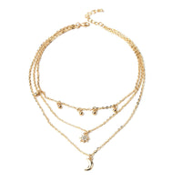 Cubic Zirconia & 18k Gold-Plated Stars Moon Layered Necklace