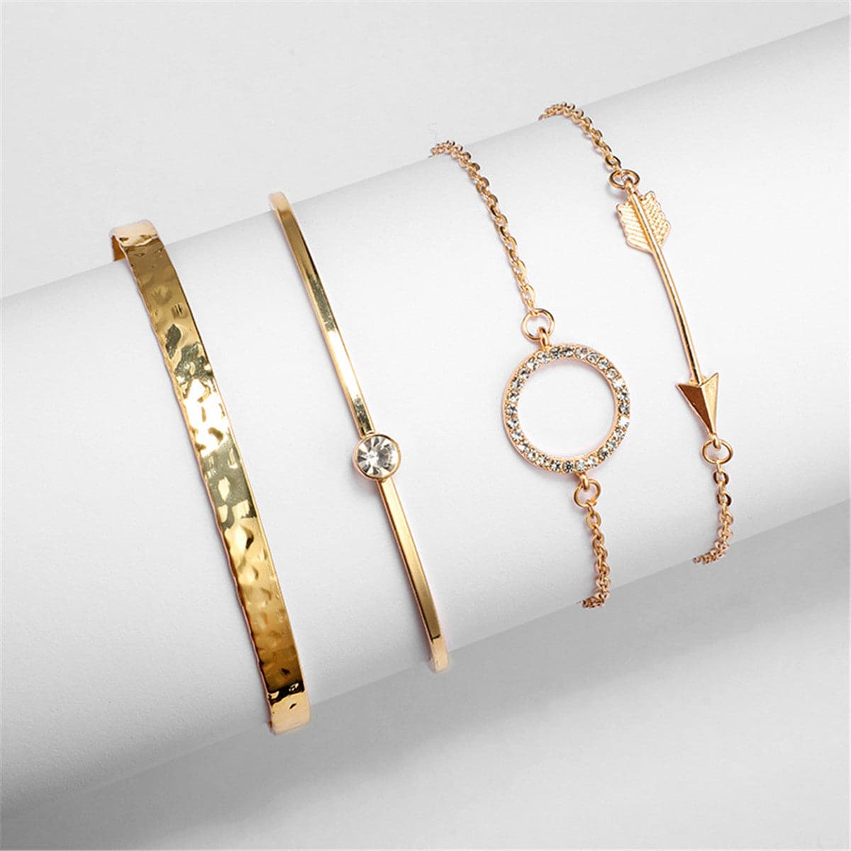 Cubic Zirconia & 18K Gold-Plated Arrow Cuff & Bracelet Set