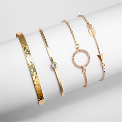Cubic Zirconia & 18K Gold-Plated Arrow Cuff & Bracelet Set