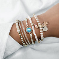 Turquoise & 18K Gold-Plated Hamsa Heart Bracelet Set