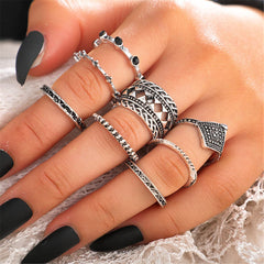 Cubic Zirconia & Silver-Plated Station Ring Set