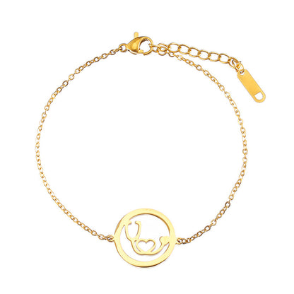 18K Gold-Plated Stethoscope Charm Bracelet, gold bracelet for women, everyday style, front view