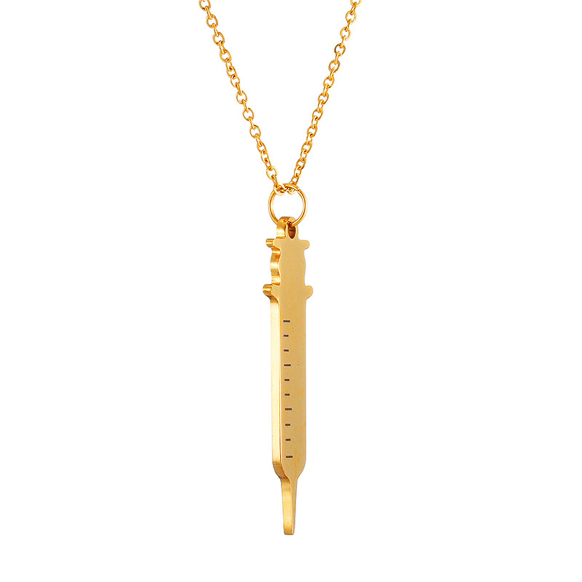 18K Gold-Plated Injector Pendant Necklace, gold pendant necklace for women, botanical inspired, side view