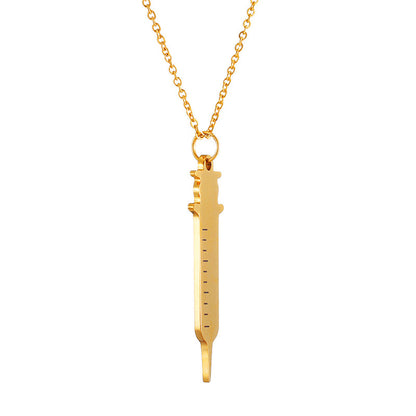 18K Gold-Plated Injector Pendant Necklace, gold pendant necklace for women, botanical inspired, side view