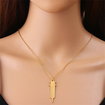 18K Gold-Plated Injector Pendant Necklace, gold pendant necklace for women, botanical inspired, lifestyle look