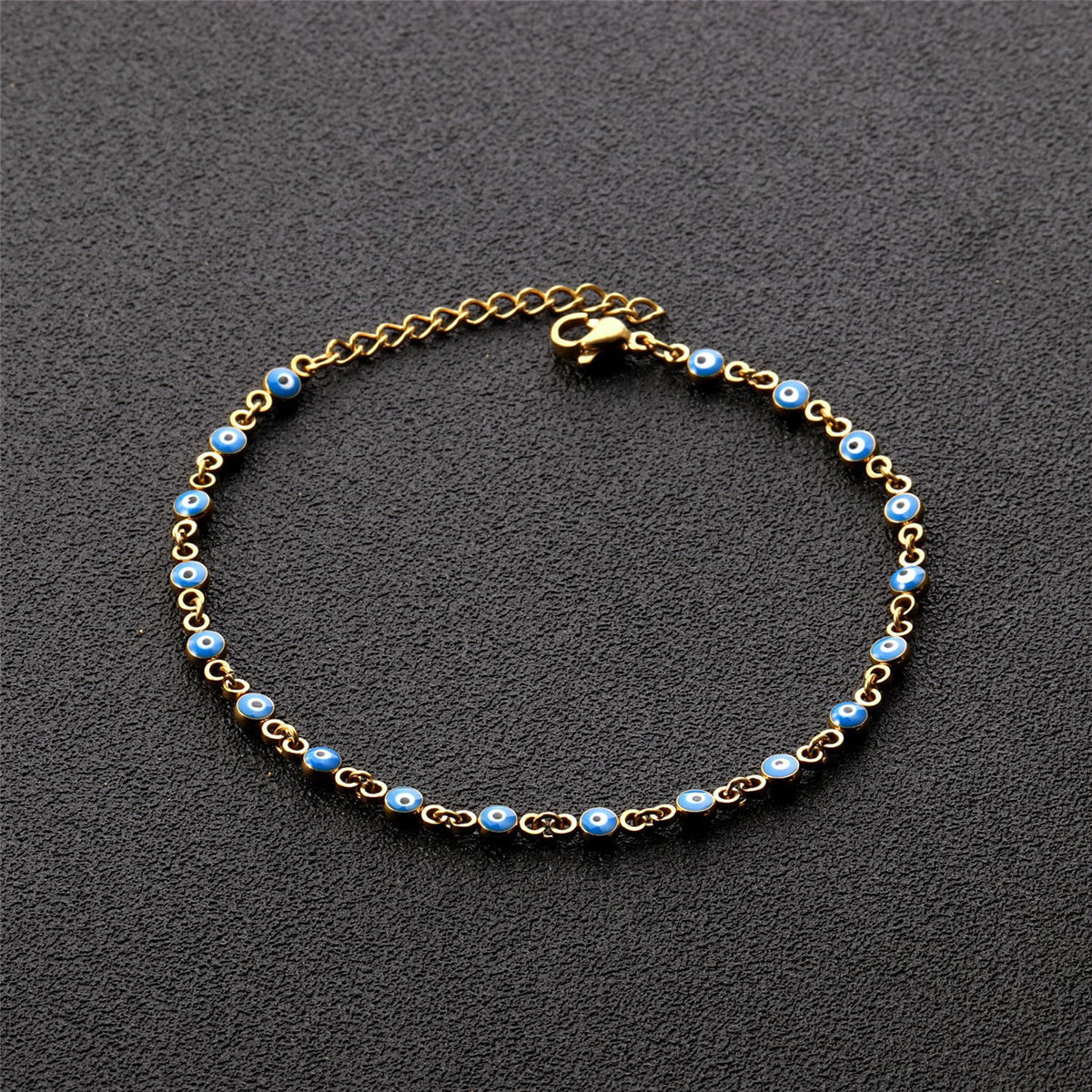 Blue Enamel & 18K Gold-Plated Eye Station Bracelet