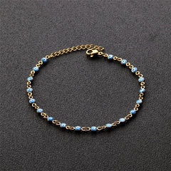Blue Enamel & 18K Gold-Plated Eye Station Bracelet