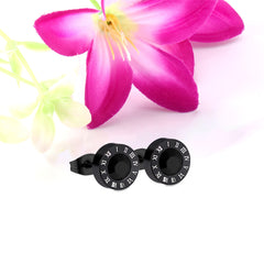 Black Cubic Zirconia & Black Round Roman Numeral Stud Earrings