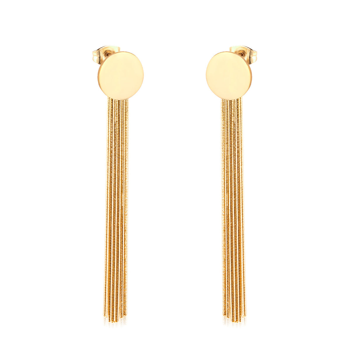 18K Gold-Plated Round Tassel Drop Earrings